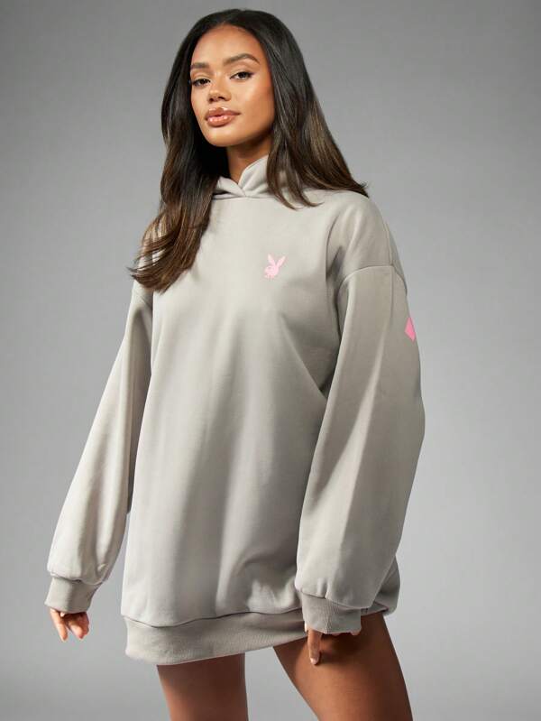 Missguided Missguided X Playboy MISSGUIDED Oversized Long Length Hoodie Sweatshirt Streetwear Loungewear