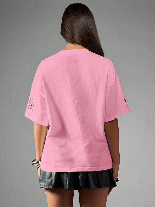 Missguided Missguided X Playboy MISSGUIDED Oversized Racing Club Graphic T Shirt With Logo Design