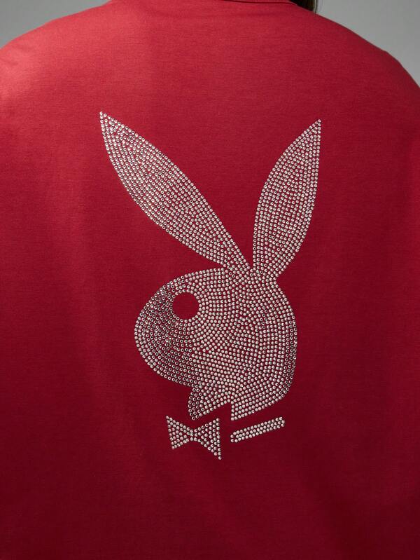 Missguided Missguided X Playboy MISSGUIDED Oversized Statement Piece T-Shirt With Logo Print