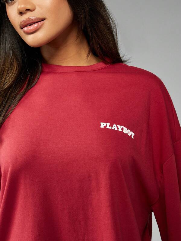 Missguided Missguided X Playboy MISSGUIDED Oversized Statement Piece T-Shirt With Logo Print