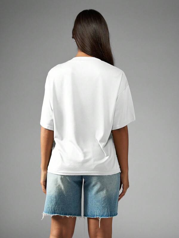 Missguided Missguided X Playboy MISSGUIDED Oversized Style Short Sleeve V Neck Comfort Logo T-Shirts