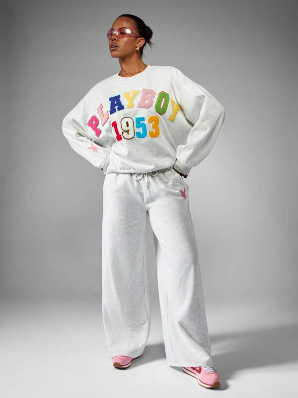 Missguided Missguided X Playboy MISSGUIDED Oversized Sweatshirt With Applique Patches