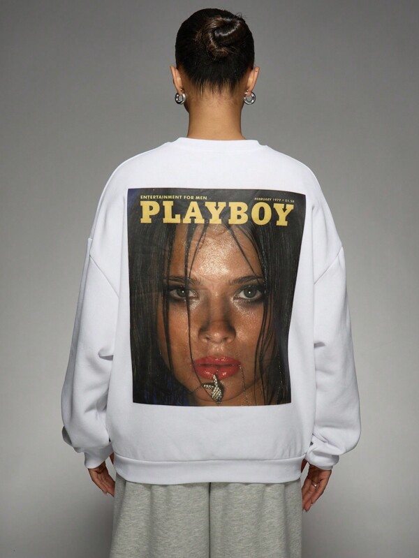 missguided Missguided x Playboy MISSGUIDED Oversized Vintage Magazine Cover Print Sweatshirt