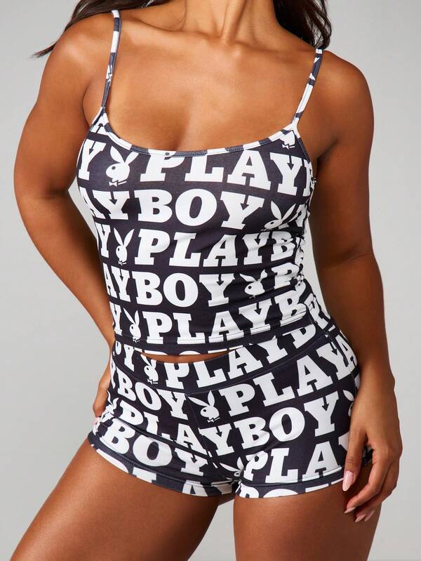Missguided Missguided X Playboy MISSGUIDED Printed Cami And Shorts Set