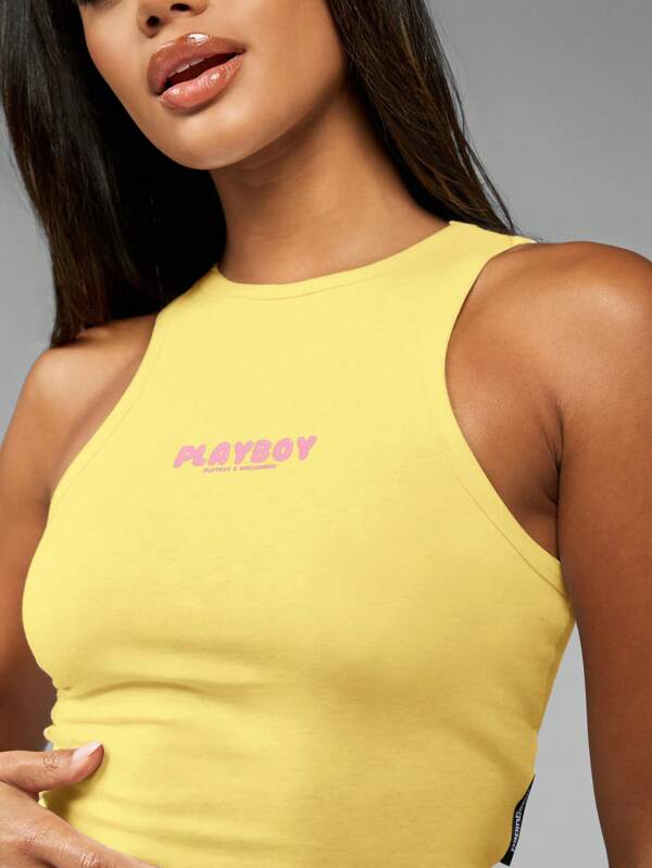Missguided Missguided X Playboy MISSGUIDED Racer Back Performance Training Running Tank Cotton Top