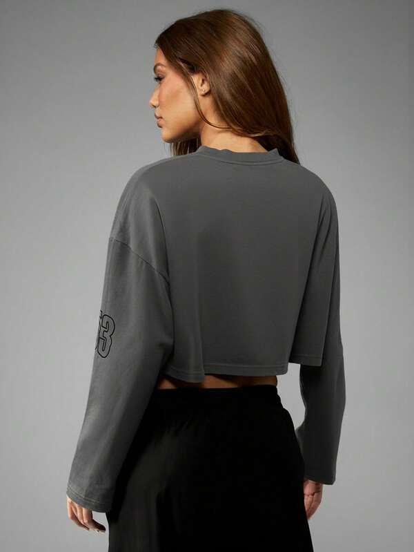 Missguided Missguided X Playboy MISSGUIDED Racing Club Cropped Long Sleeve Tee