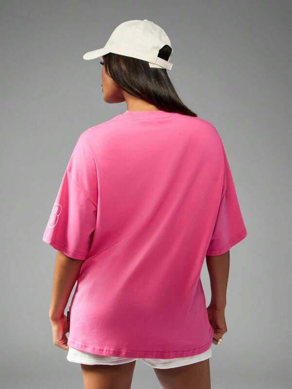 Missguided Missguided X Playboy MISSGUIDED Racing Club Vintage Moto Graphic T Shirt Casual Oversized Fit