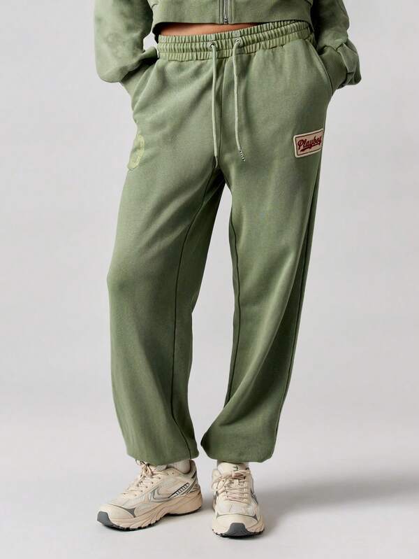 Missguided Missguided X Playboy MISSGUIDED Relaxed Fit French Terry Joggers With Cuffed Ankles