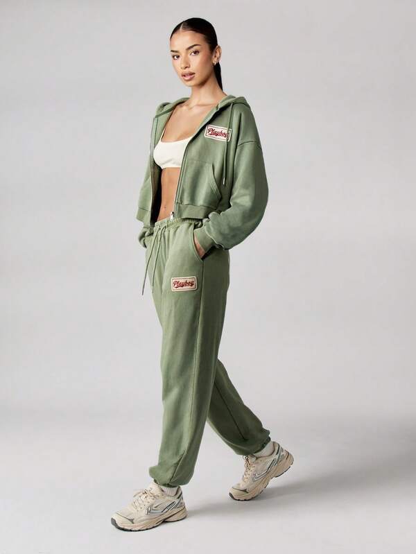 Missguided Missguided X Playboy MISSGUIDED Relaxed Fit French Terry Joggers With Cuffed Ankles