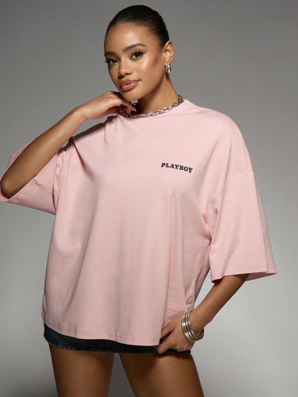 Missguided Missguided X Playboy MISSGUIDED Retro Graphic Print Oversized T-Shirt