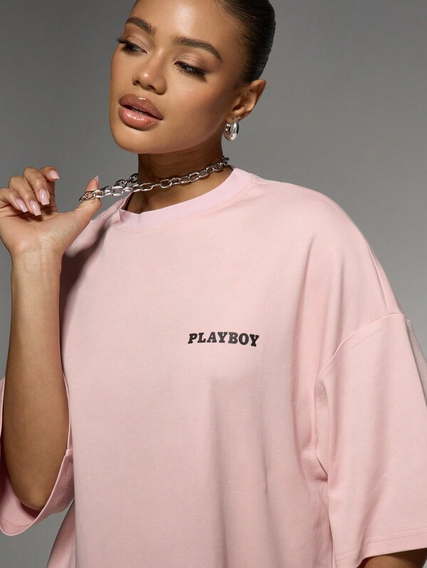 Missguided Missguided X Playboy MISSGUIDED Retro Graphic Print Oversized T-Shirt