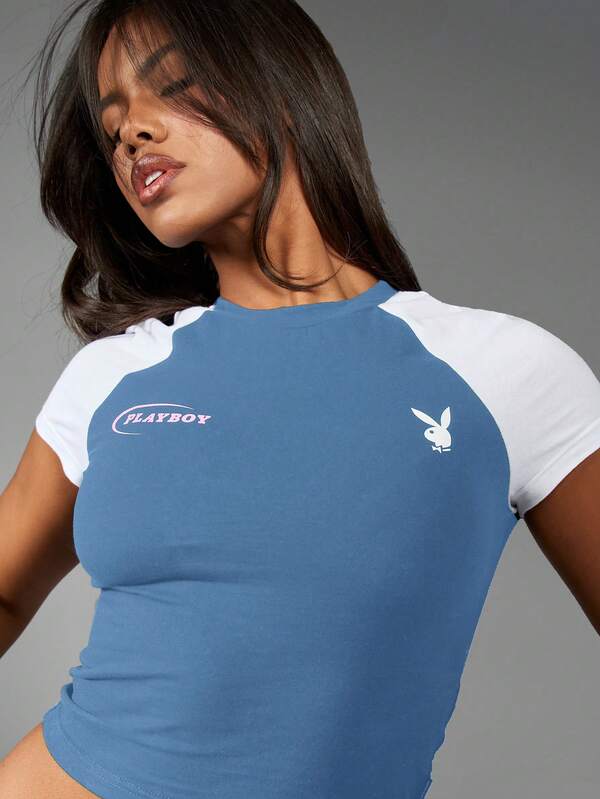 Missguided Missguided X Playboy MISSGUIDED Retro Logo Baby Tee Crop Top