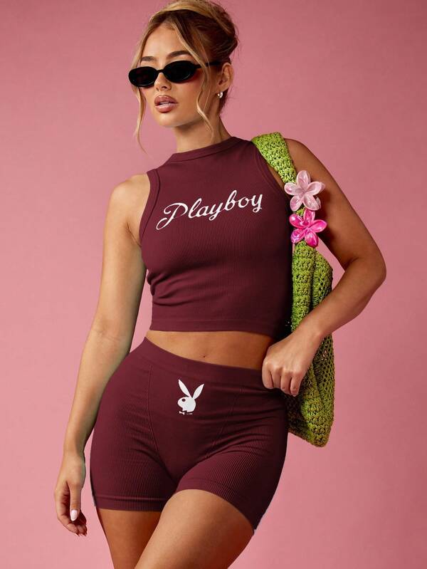 Missguided Missguided X Playboy MISSGUIDED Ribbed Mock Neck Crop Tank With High Neck Design