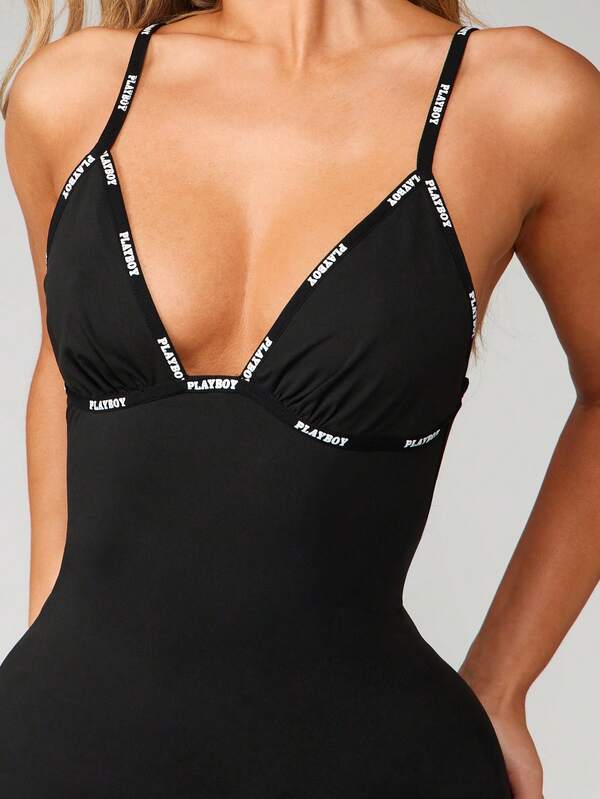 Missguided Missguided X Playboy MISSGUIDED Triangle Tape Sleep Dress With Deep V-Neck