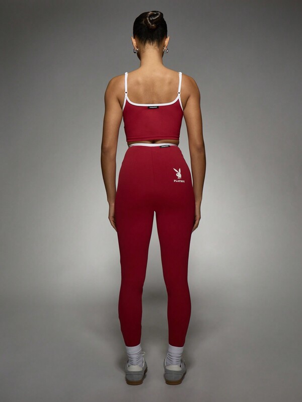 Missguided Missguided X Playboy MISSGUIDED Two-Piece Outfit With Sports Bra And High-Rise Leggings With Logo
