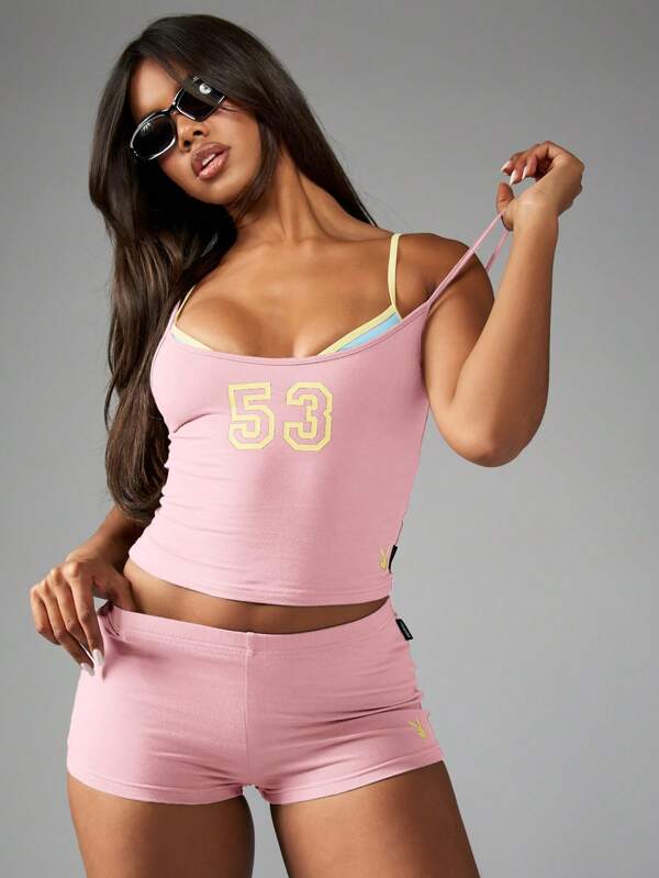 Missguided Missguided X Playboy MISSGUIDED Varsity Retro 53 Logo Activewear Sleeveless Tank Top Cami