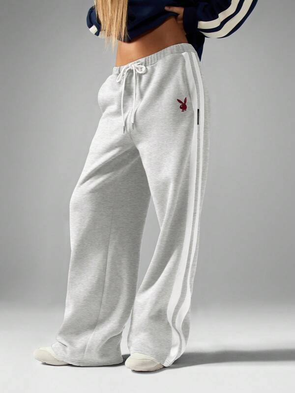 missguided Missguided x Playboy MISSGUIDED Varsity Streetwear Cozy Wide Leg Joggers