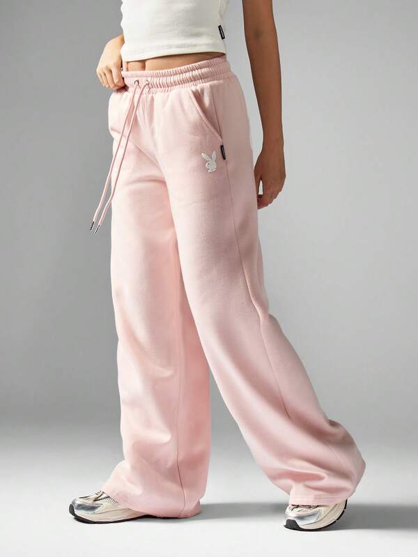 Missguided Missguided X Playboy MISSGUIDED Wide Leg High Waist Stretch Casual Loungewear Sweatpants
