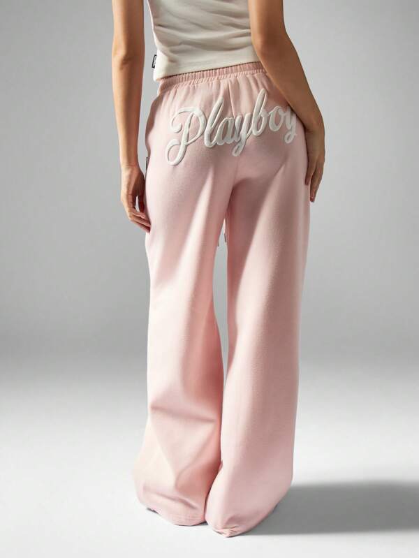 missguided Missguided x Playboy MISSGUIDED Wide Leg High Waist Stretch Casual Loungewear Sweatpants