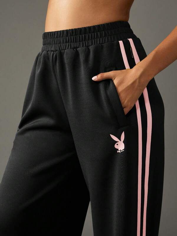 Missguided Missguided X Playboy MISSGUIDED Wide Leg Jogger Sweatpants With Stripe Detail