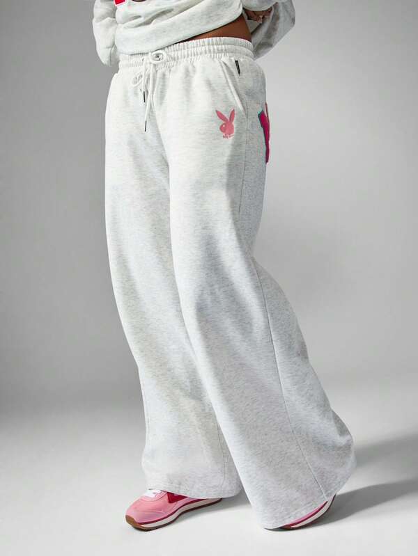 Missguided Missguided X Playboy MISSGUIDED Wide Leg Joggers With Letter Applique