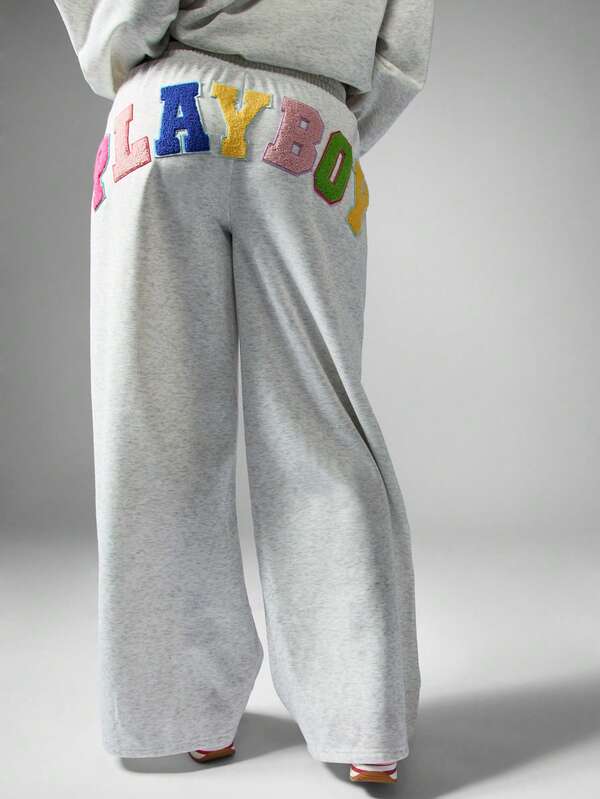 missguided Missguided x Playboy MISSGUIDED Wide Leg Joggers With Letter Applique