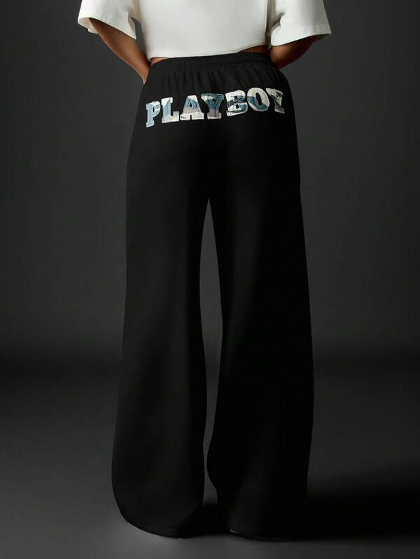 missguided Missguided x Playboy MISSGUIDED Wide Leg Joggers With Logo