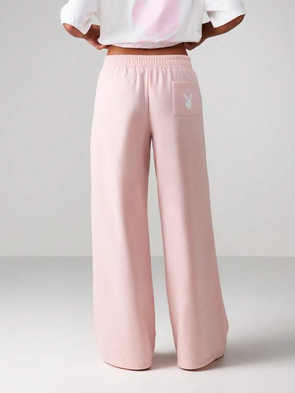 Missguided Missguided X Playboy MISSGUIDED Wide Leg Sweatpants With Drawstring Waistband