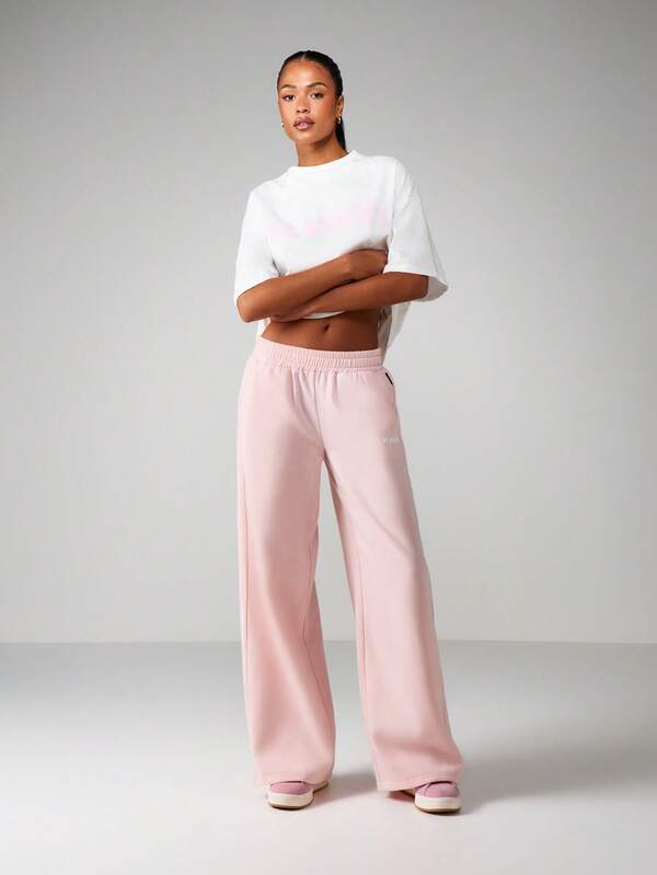 Missguided Missguided X Playboy MISSGUIDED Wide Leg Sweatpants With Drawstring Waistband