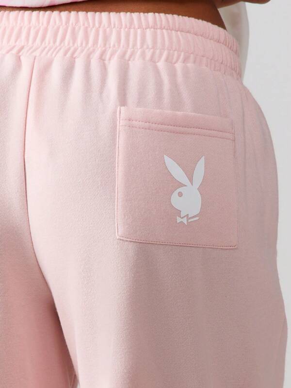 Missguided Missguided X Playboy MISSGUIDED Wide Leg Sweatpants With Drawstring Waistband