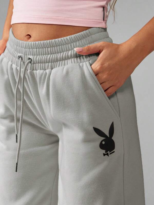 Missguided Missguided X Playboy MISSGUIDED Wide Leg Sweatpants With Logo