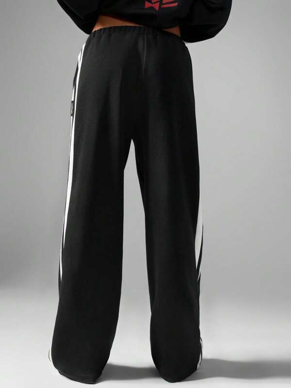Missguided Missguided X Playboy MISSGUIDED Wide Leg Varsity Stripe Athleisure Sweatpants