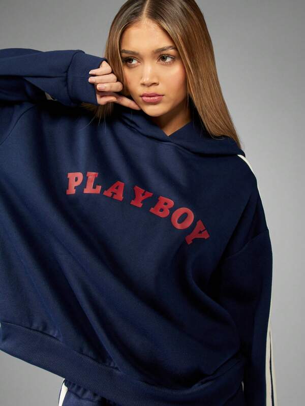 Missguided Missguided X Playboy MISSGUIDED Women's Sporty Retro Streetwear Drawstring Sweatshirt