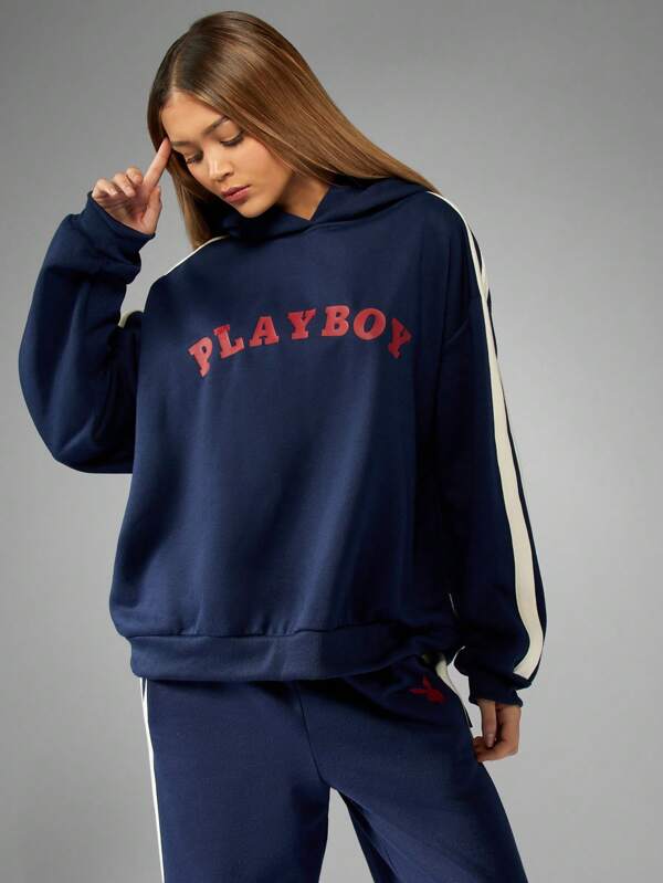 missguided Missguided x Playboy MISSGUIDED Women's Sporty Retro Streetwear Drawstring Sweatshirt