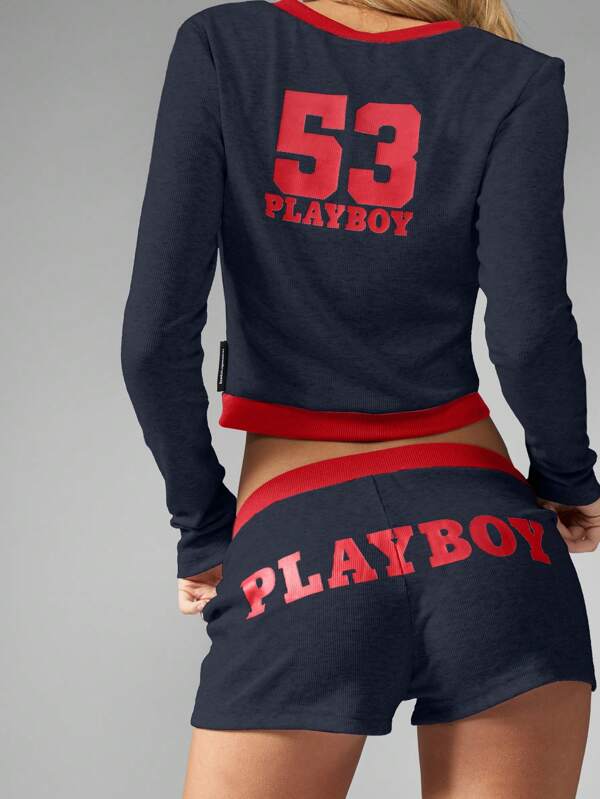 Missguided Missguided X Playboy MISSGUIDED Workout Ribbed Zip Up Two Piece Set