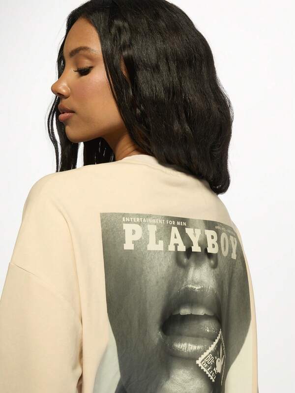 Missguided Missguided X Playboy MISSGUIDED X Magazine Cover Graphic Oversized T-Shirt