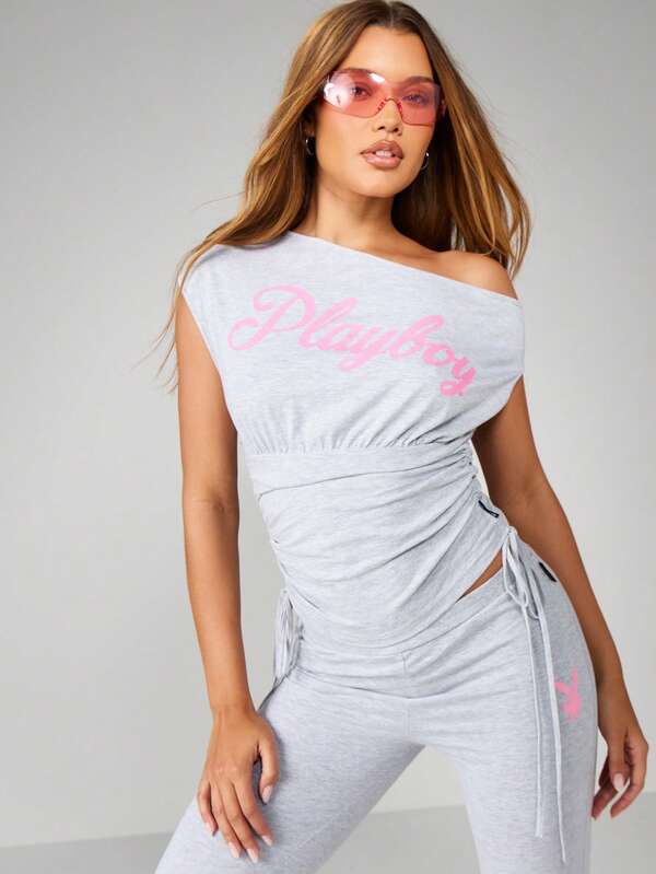 Missguided Missguided X Playboy Off Shoulder Cinched Top With Side Ties