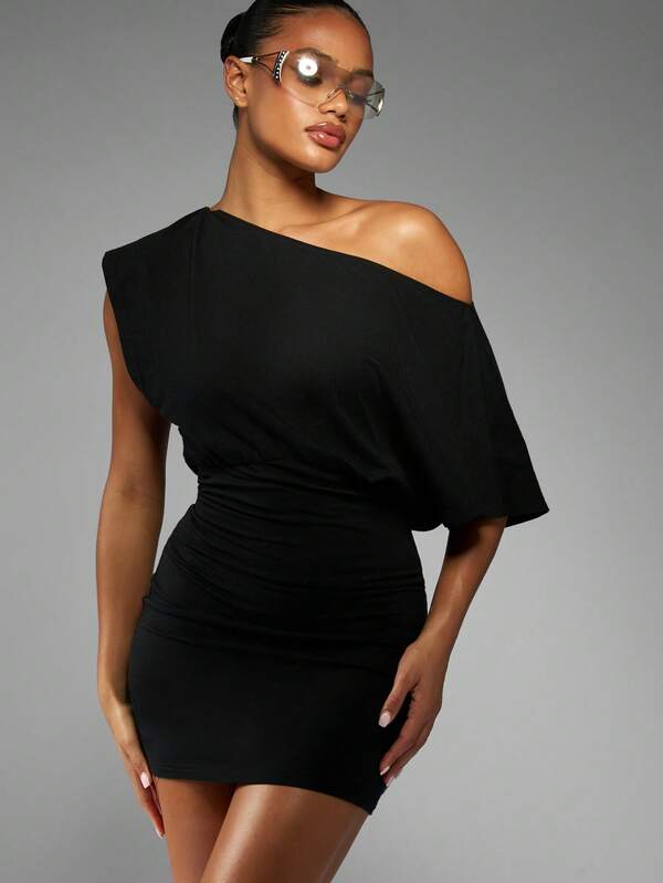 Missguided Missguided X Playboy One Shoulder Draped Bodycon Mini Dress