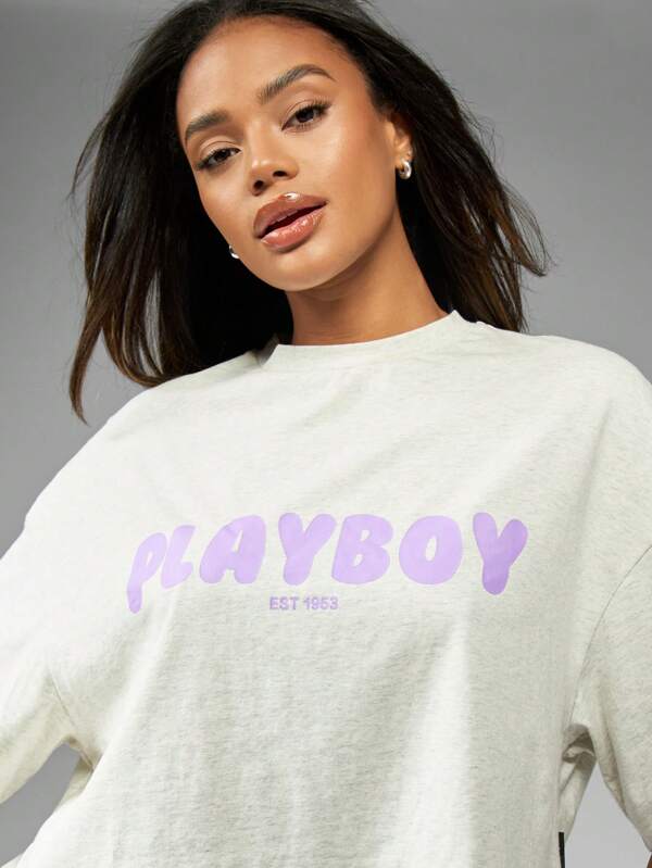 Missguided Missguided X Playboy Oversize Loose Fit Retro Vintage T-Shirt