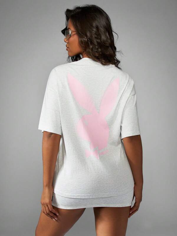 Missguided Missguided X Playboy Oversized Applique Number T-Shirt With Bunny Logo