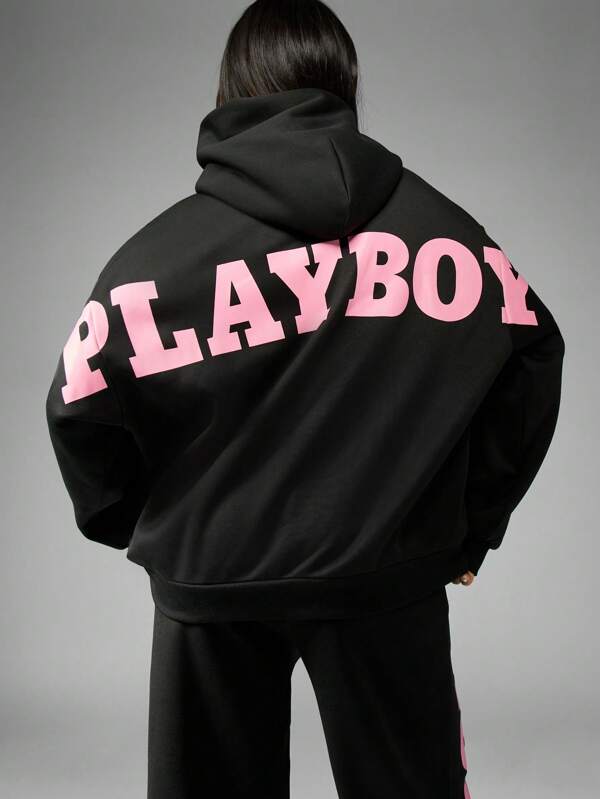 missguided Missguided x Playboy Oversized Back Logo Graphic Pullover Sweatshirt
