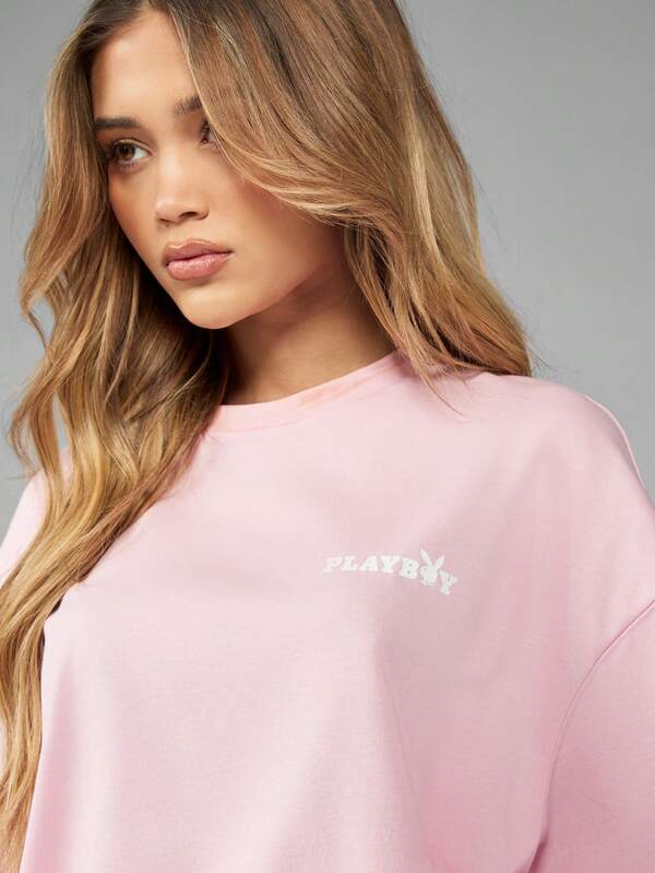 Missguided Missguided X Playboy Oversized Basic Essential Casual Loungewear T-Shirt