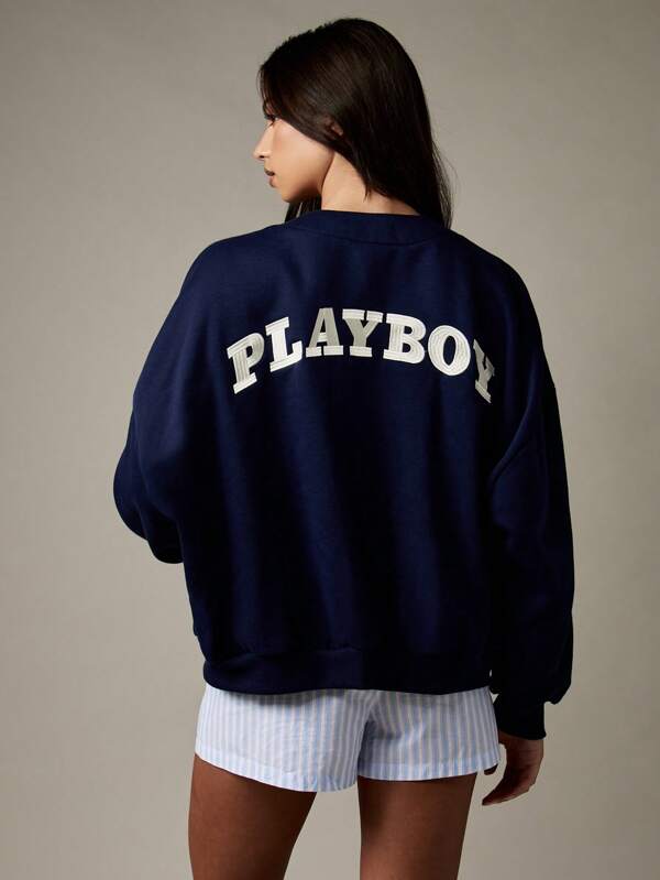 Missguided Missguided X Playboy Oversized Button Front Cardigan With Chest Logo
