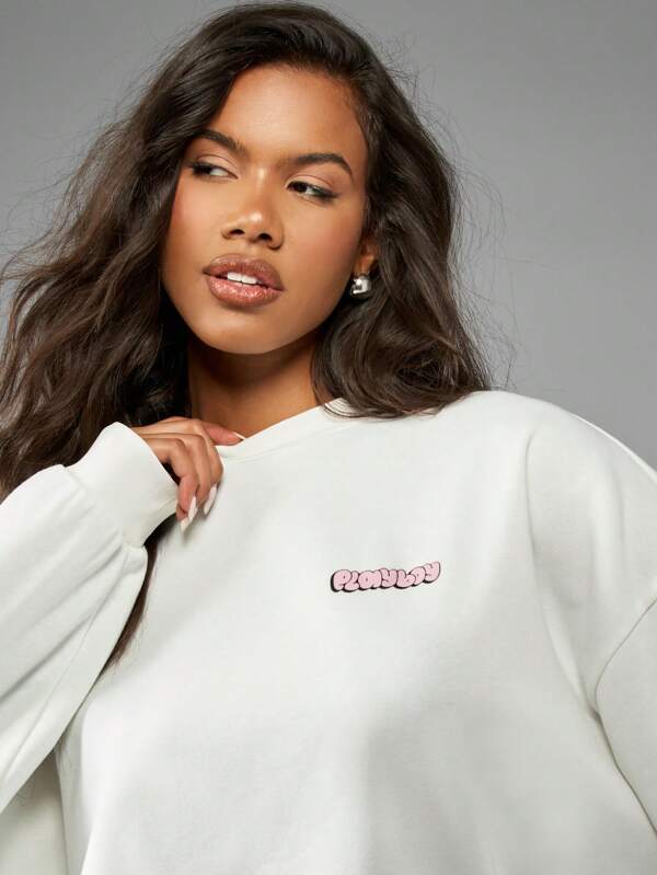 Missguided Missguided X Playboy Oversized Cherry Graphic Cozy Streetwear Sweatshirt