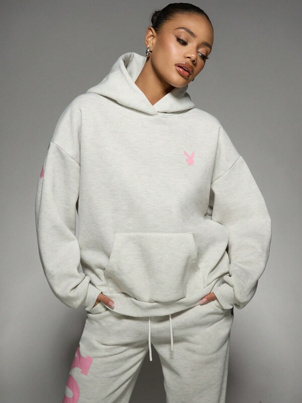 Missguided Missguided X Playboy Oversized Classic Logo Pullover Hoodie Sweatshirt