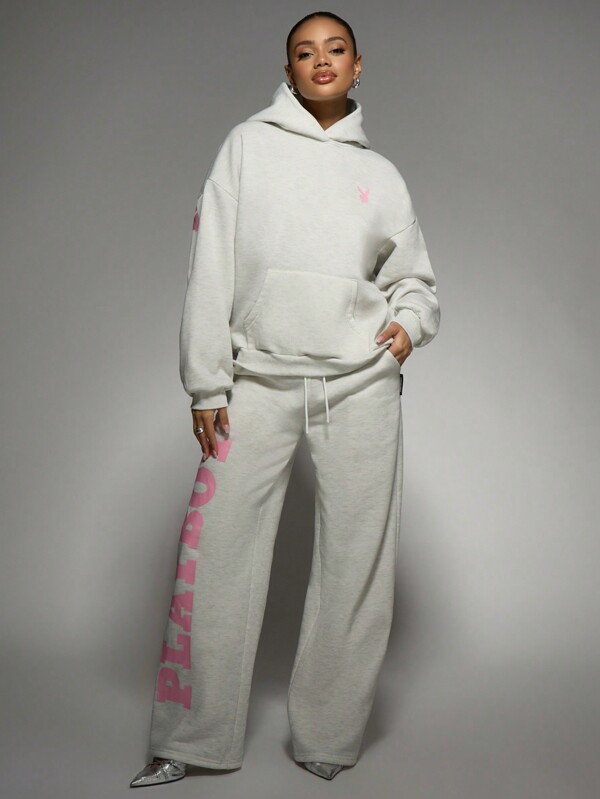 Missguided Missguided X Playboy Oversized Classic Logo Pullover Hoodie Sweatshirt