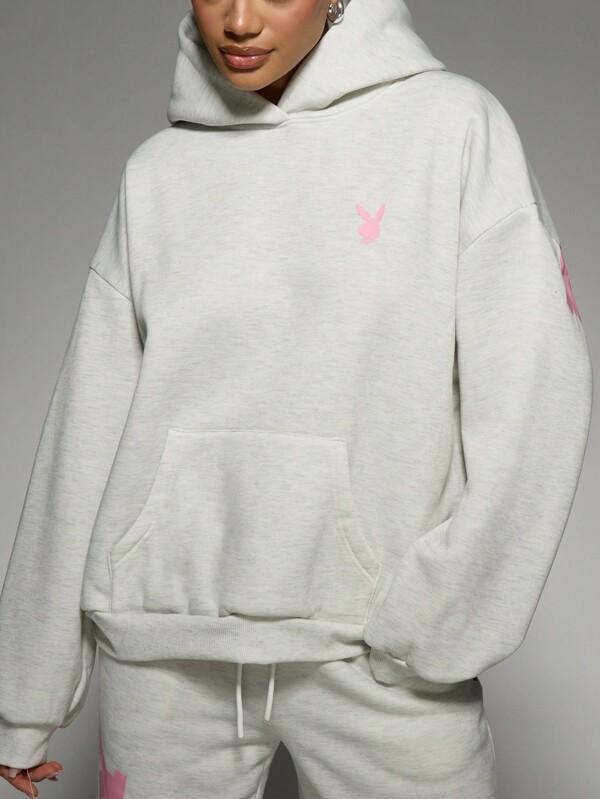 Missguided Missguided X Playboy Oversized Classic Logo Pullover Hoodie Sweatshirt