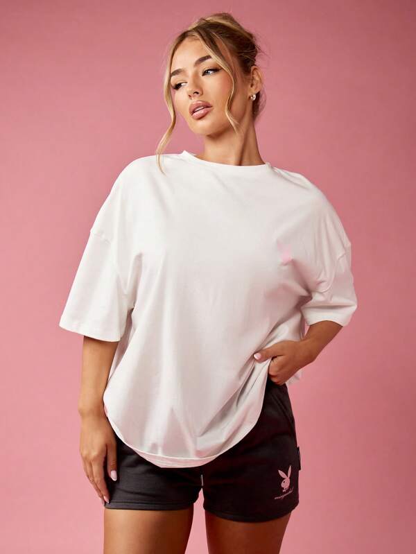Missguided Missguided X Playboy Oversized Classic T-Shirt With Bow Print