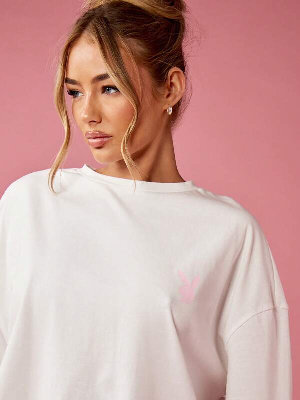 Missguided Missguided X Playboy Oversized Classic T-Shirt With Bow Print