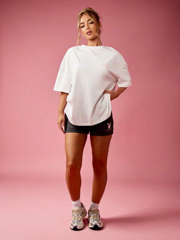 Missguided Missguided X Playboy Oversized Classic T-Shirt With Bow Print